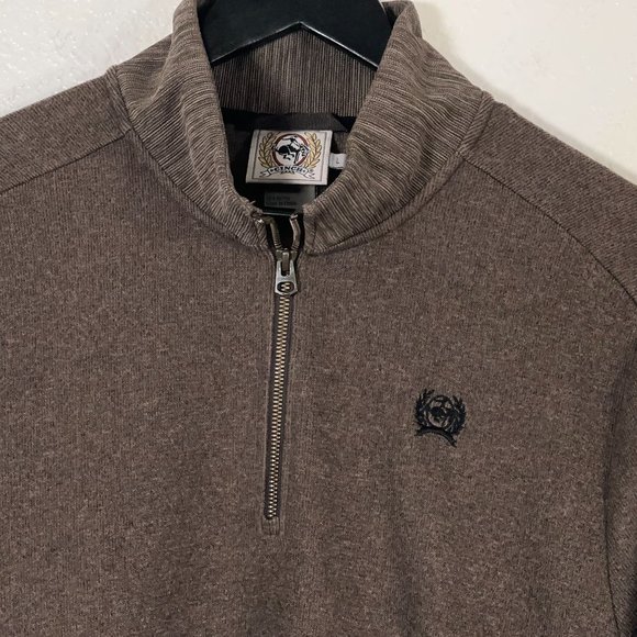 Cinch 1/4 Zip Cotton Knit Pullover Sweater in Brown Men's Size L - Picture 3 of 9